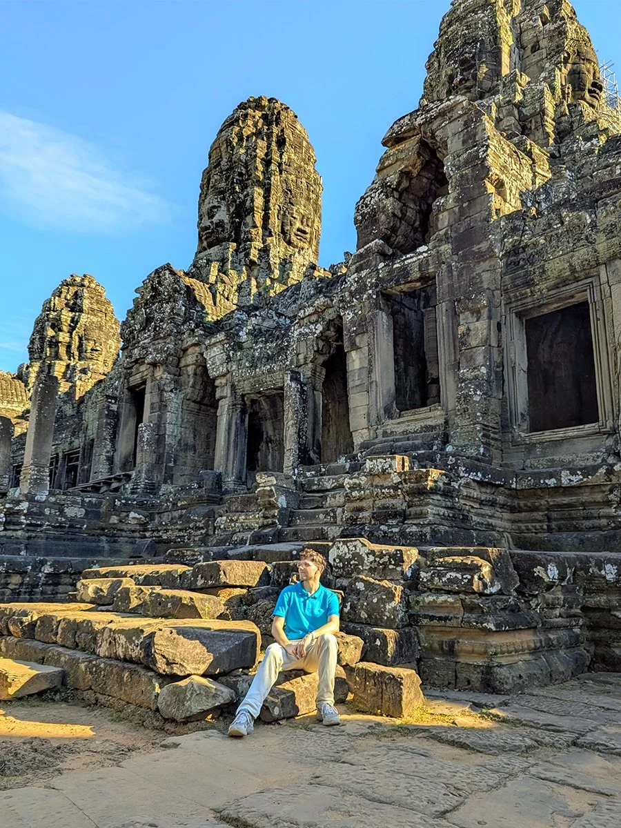 Posing at Bayon Temple, Angkor, Cambodia (2025).