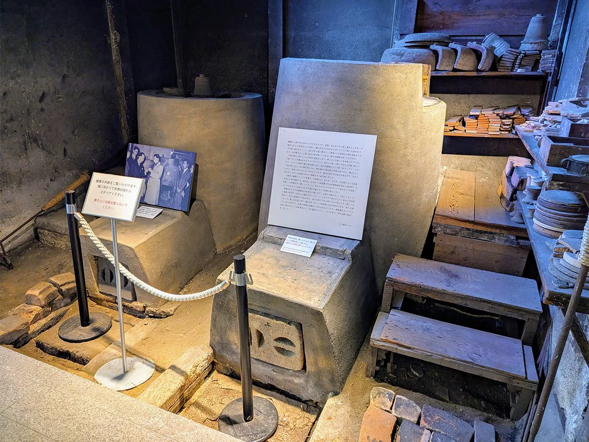Traditional nishikigama kilns used by the Tokuda family on display at the Nishikigama Gallery, Komatsu, Ishikawa, Japan (2026). Photo by Danny With Love.