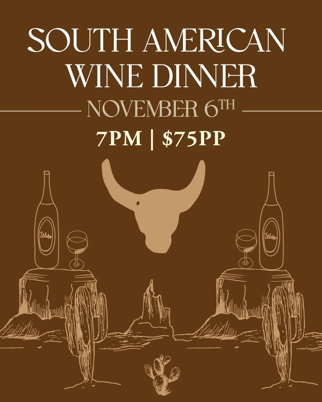 Journey through South America, one glass and bite at a time. 🍷 

Join us on Wednesday, November 6th at 7PM for a five-course tasting menu inspired by the vibrant flavors of Brazil, Uruguay, Chile, and Argentina. Each course paired with regional wine