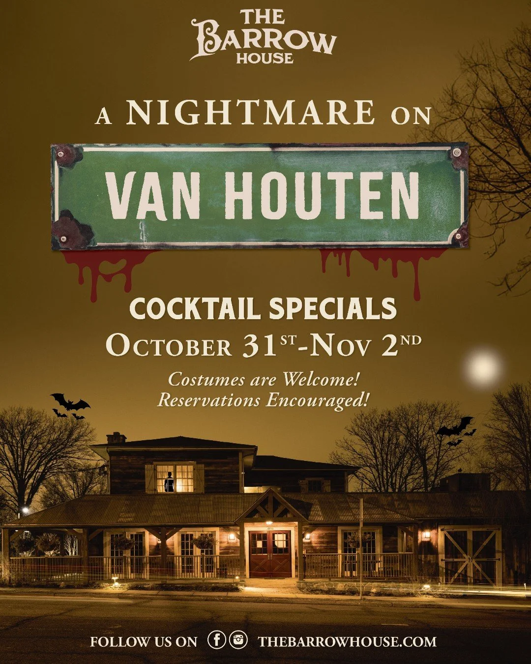 Something wicked this way comes&hellip; 🕯️
Join us for A Nightmare on Van Houten, three nights of frightfully good cocktail specials, spooky vibes, and plenty of Halloween spirit.

🎃 Costumes are welcome, reservations encouraged! Book your table th