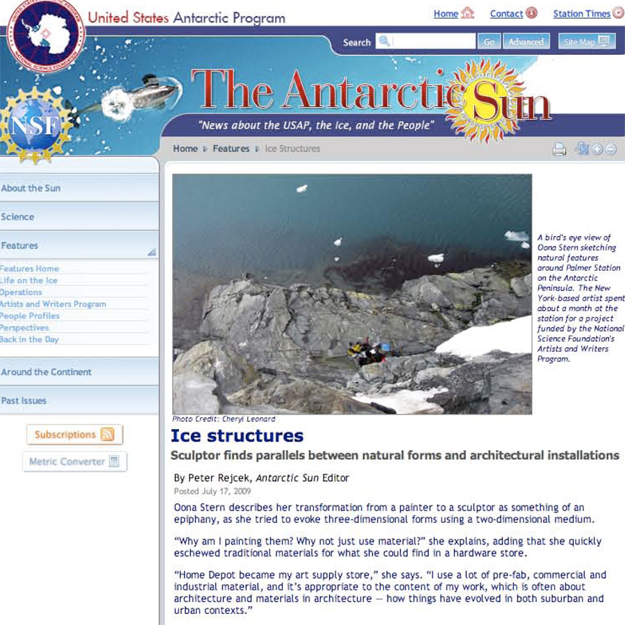 Peter Rejcek, Ice Structures, The Antarctic Sun, Artists and Writers Program, July 17, 2009