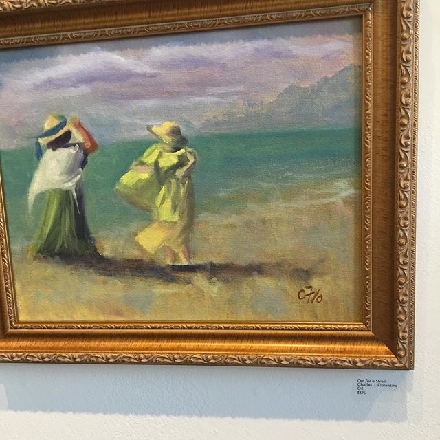 I could hear the surf and the seagulls when looking at this painting &ldquo;Out for a stroll&rdquo; at @brazeestreetstudios gallery yesterday. Artist Charles Florentino #eventplannerforhire #cincinnatieventplanner