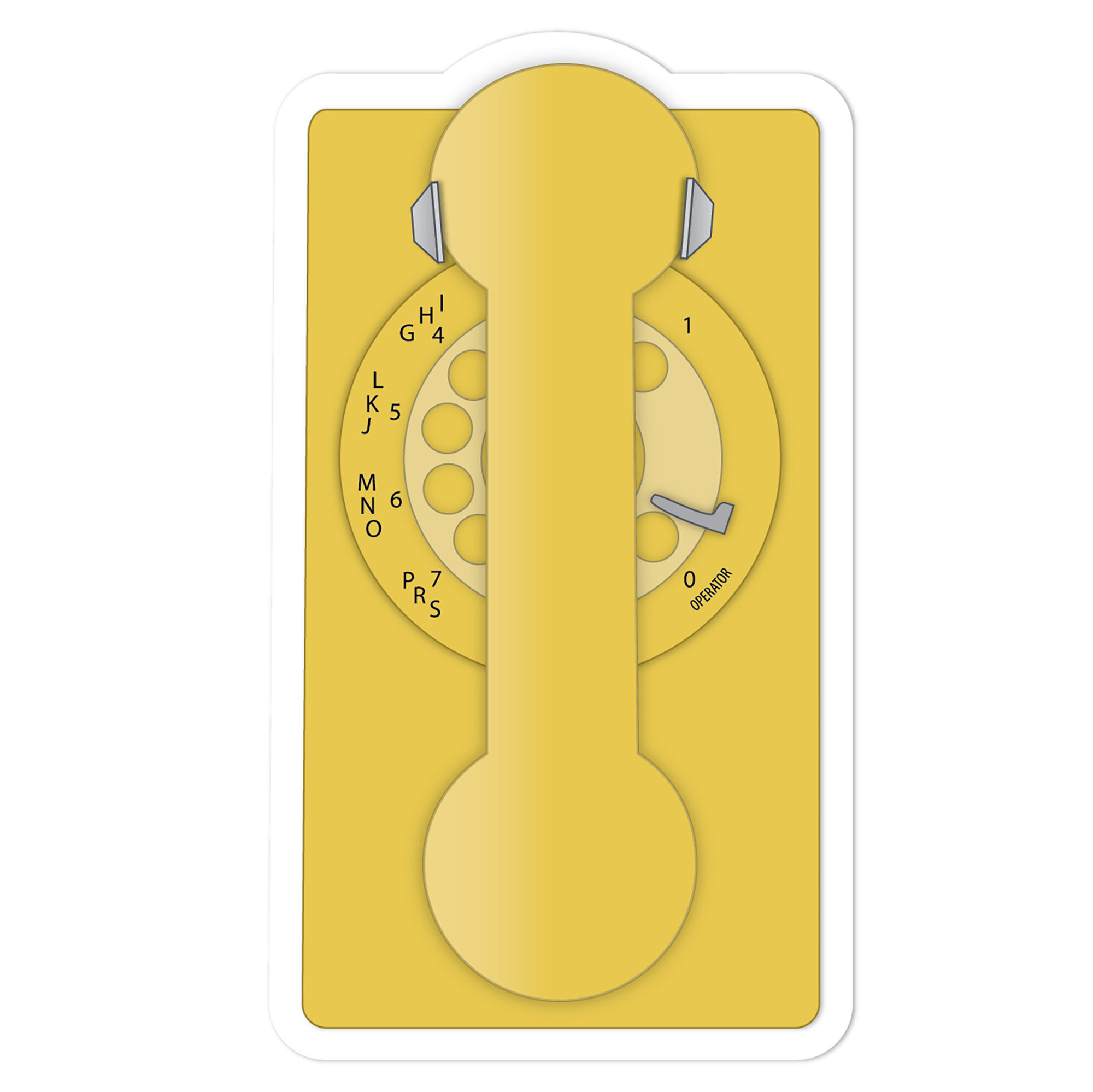 Vintage Phone Sticker Yellow