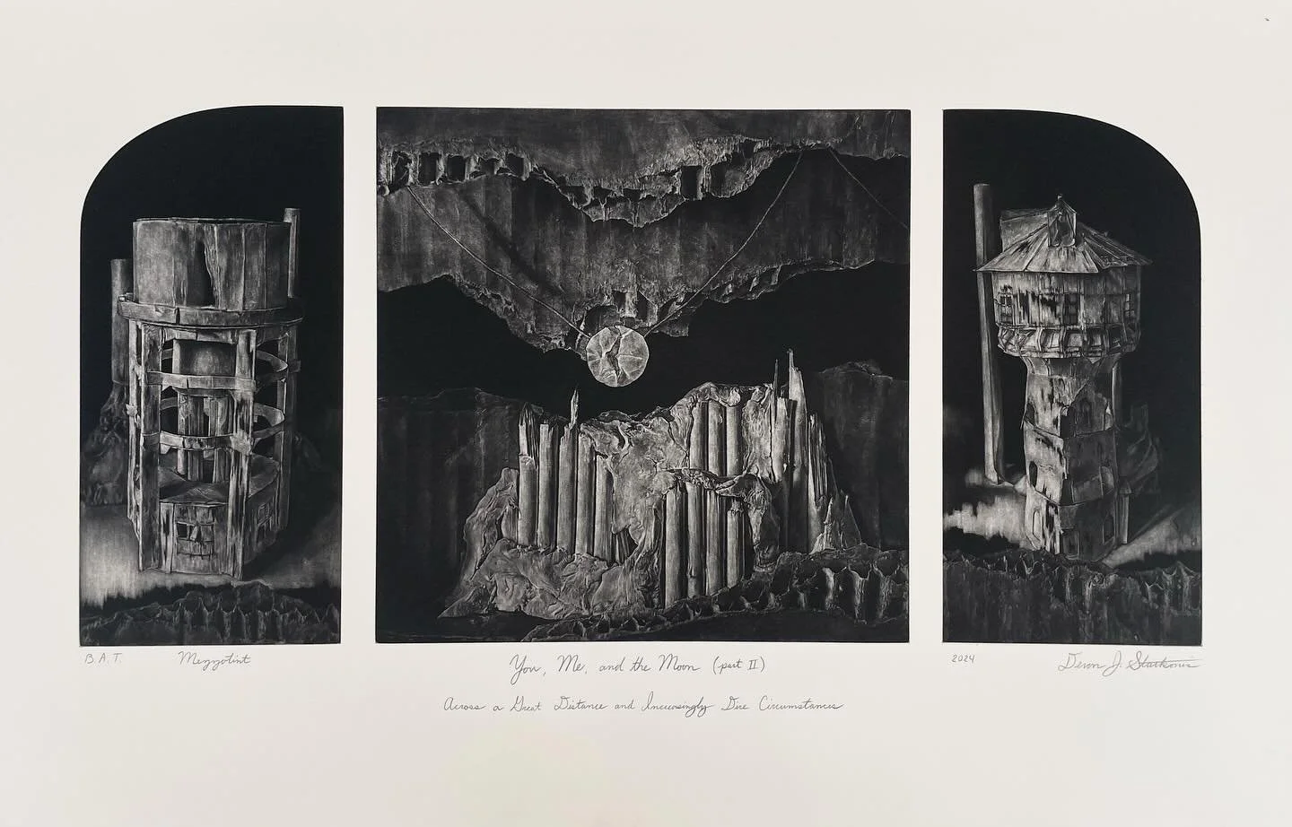 You, Me, and the Moon (part II) Across a Great Distance and Increasingly Dire Circumstances 
I decided to revisit a print I made in 2020 during a residency at @guttenbergarts (as many things have been feeling like a fever dream relapse into 2020) Yo