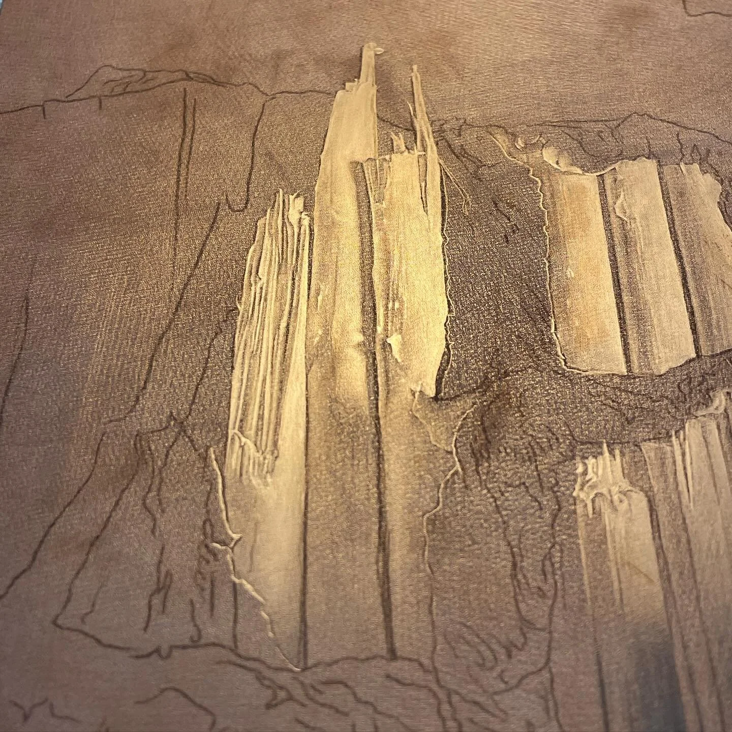 New plate progression - center panel for a mezzo triptych I’ve been dreaming about. 
About halfway. Should have a proof before the end of March!
#mezzotint #structure #support #flood #interior #intaglio #printmaking #fulbrightpoland #aspwrocł