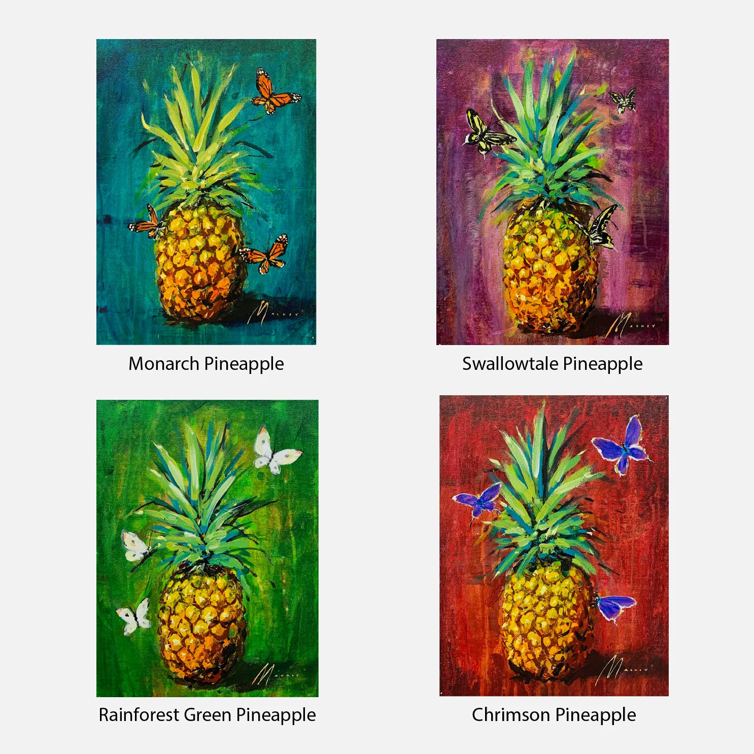 Pineapples & Butterlies (multiple colors)
