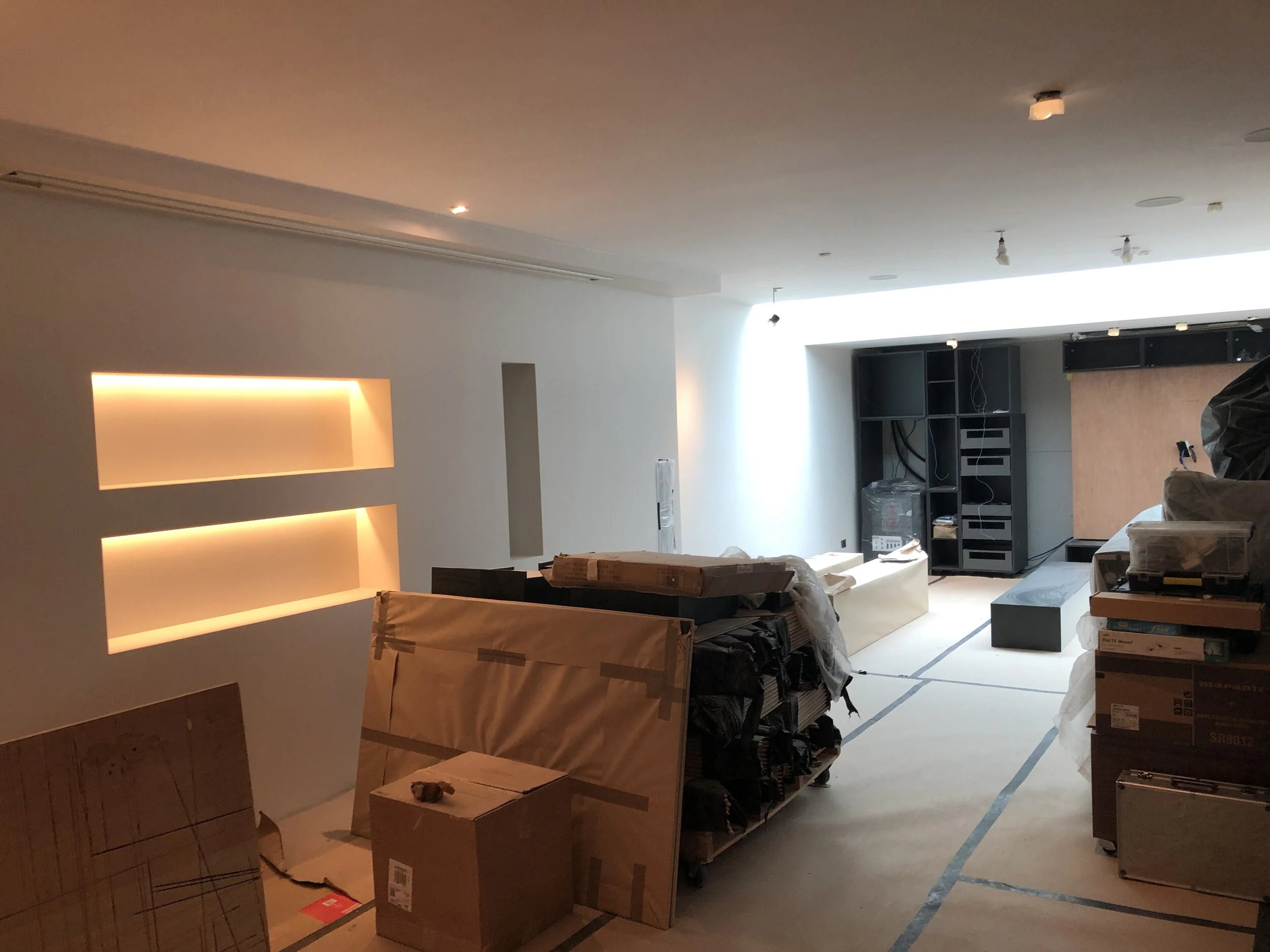 Basement Cinema with screen up