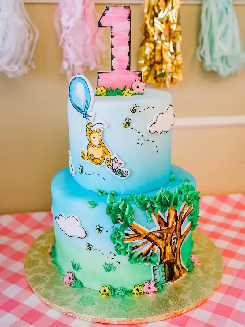 Classic Winnie the Pooh First Birthday Cake