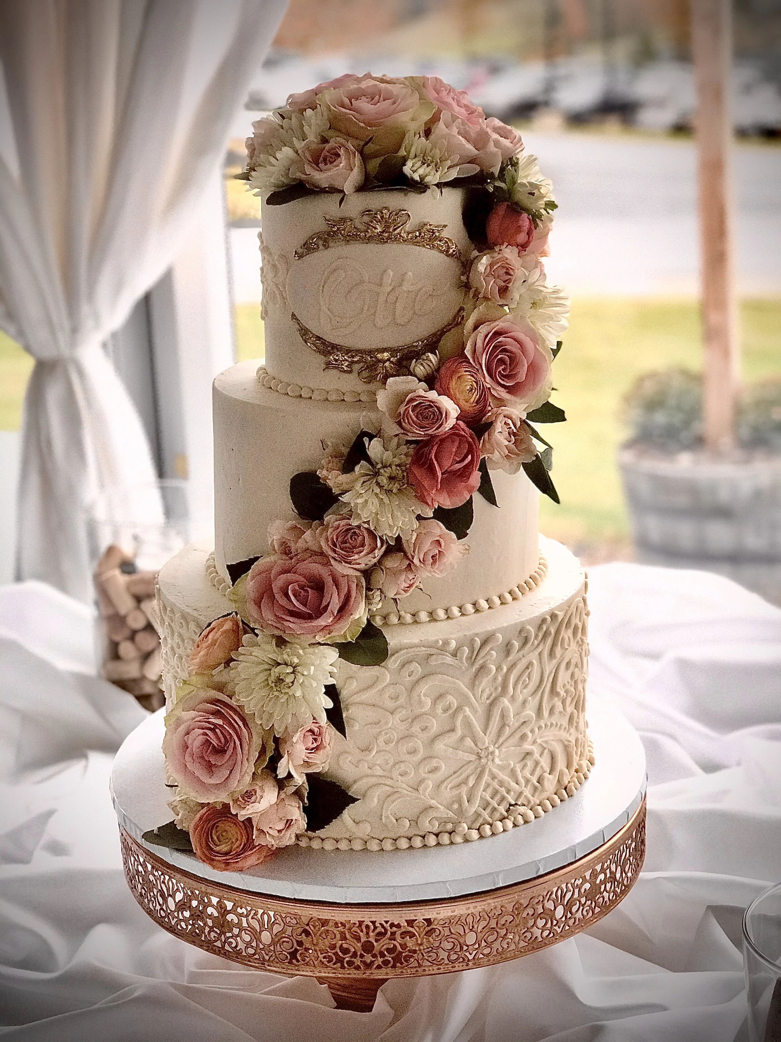 Rose Cascade Wedding Cake