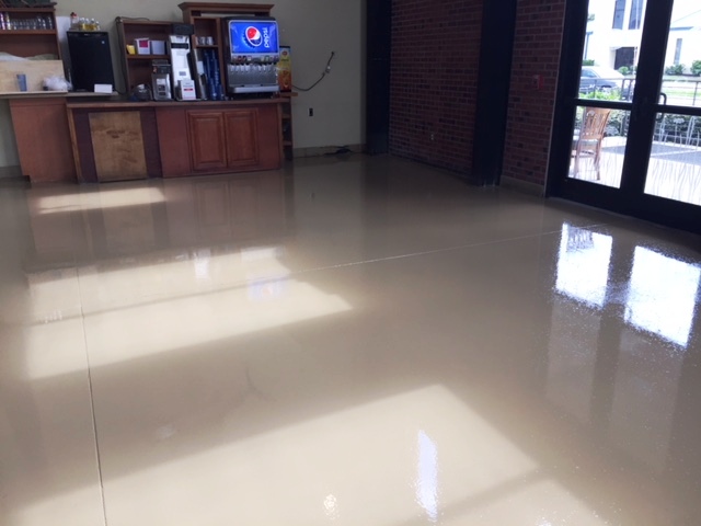 Polished concrete floor offers excellent durability and east maintenance for high traffic areas