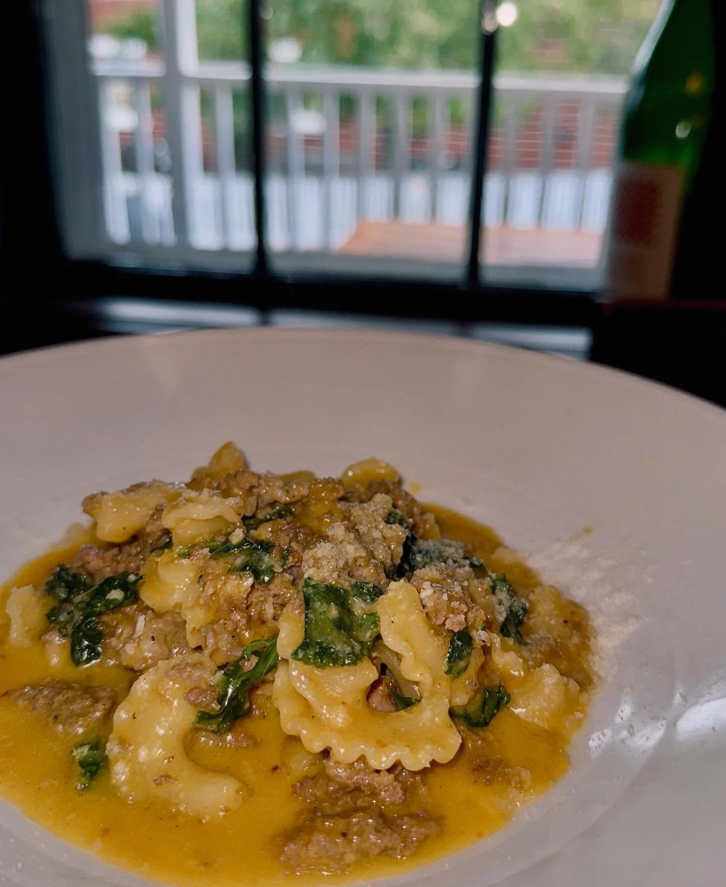 The cure for a weeks worth of island restaurant closing parties just hit the menu in the form of this creste de gallo pasta with house pork sausage, island kale &amp; butternut squash.  Open Tuesday- Sat until we take a tiny break in November!