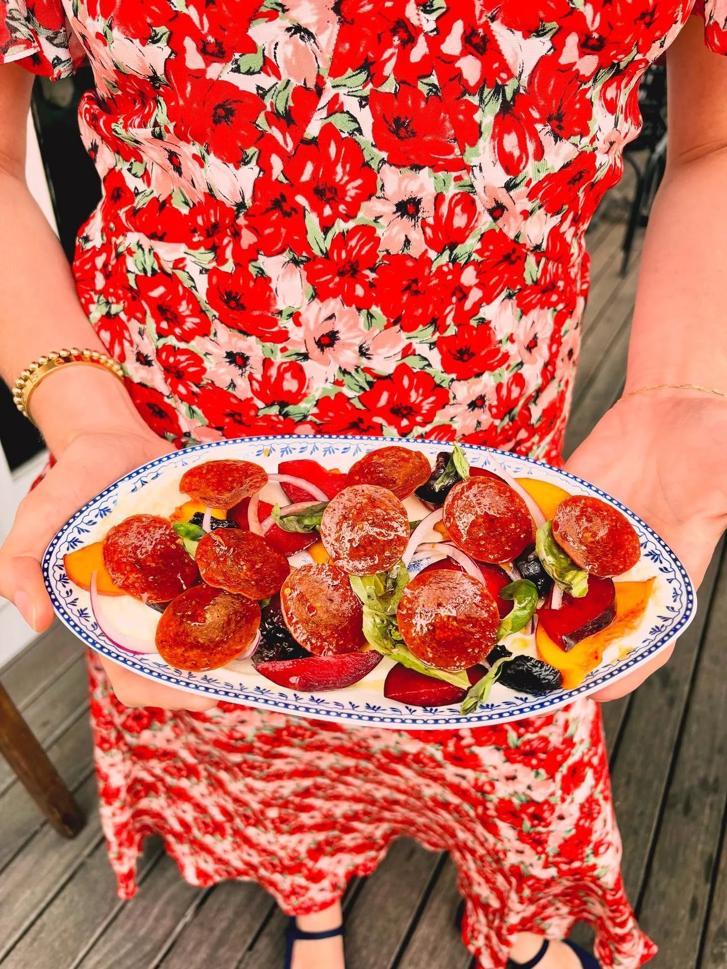 &lsquo;Roni for the homies!  Whipped ricotta, stone fruits, red onion &amp; crispy roni cups to spice up the night!  Open 5:30-9!