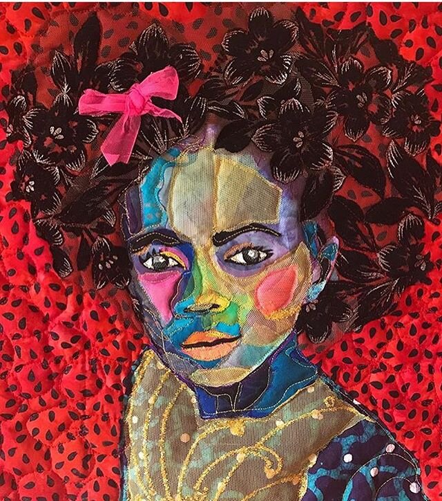 Absolutely in awe of @bisabutler &lsquo;s fabric art. Yup there&rsquo;s no paint used at all. The use of cloth, quilting and brilliant color is just stunning. #arttherapy #visualstorytelling #spreadlove #blackartmatters
