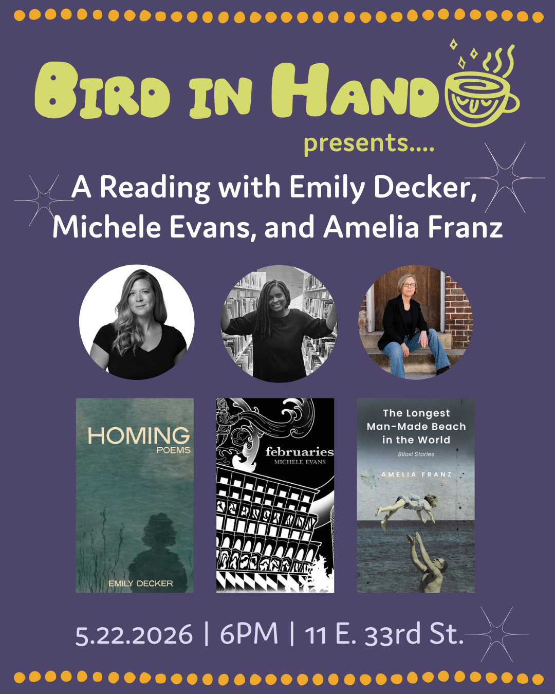 A Reading with Emily Decker, Michele Evans, and Amelia Franz