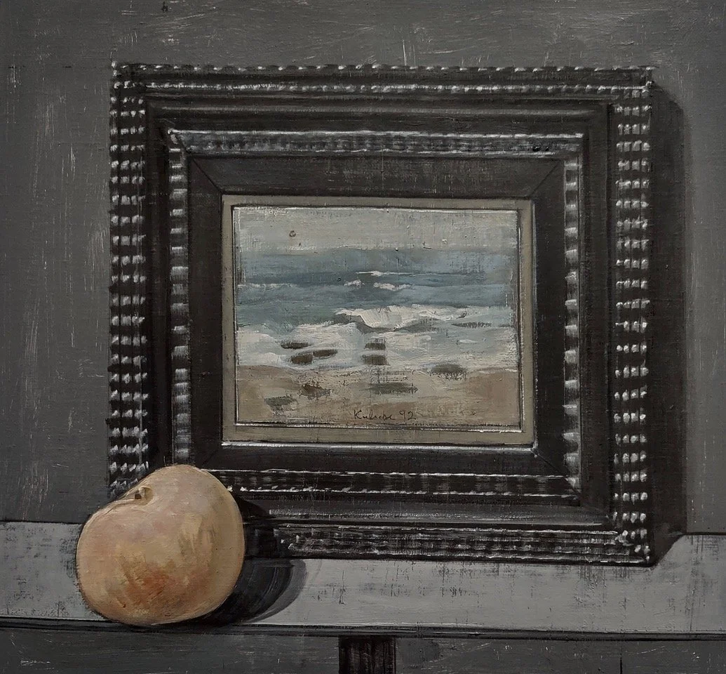 Kulicke Painting and Frame & Marble Fruit