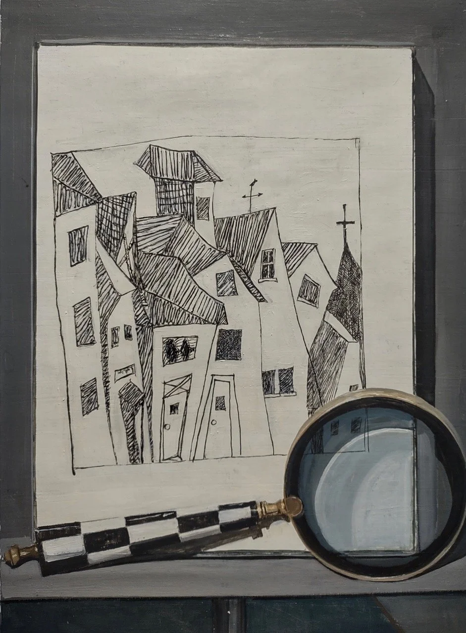 Son's Drawing and Magnifying Glass