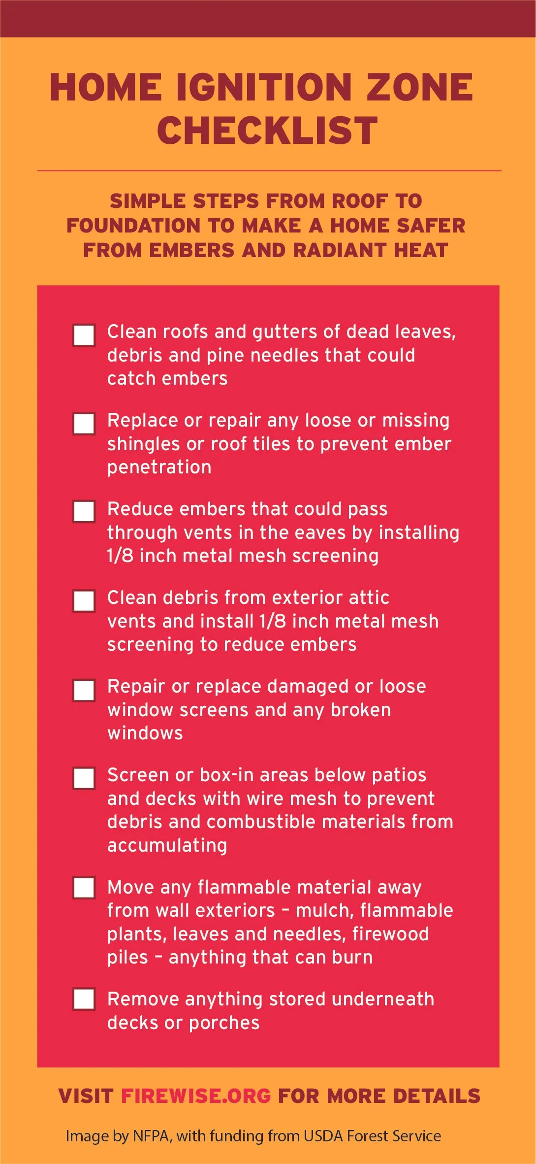 Firewise Brochure - Liist of things homeowners can do to reduce the risk of fire to their home.