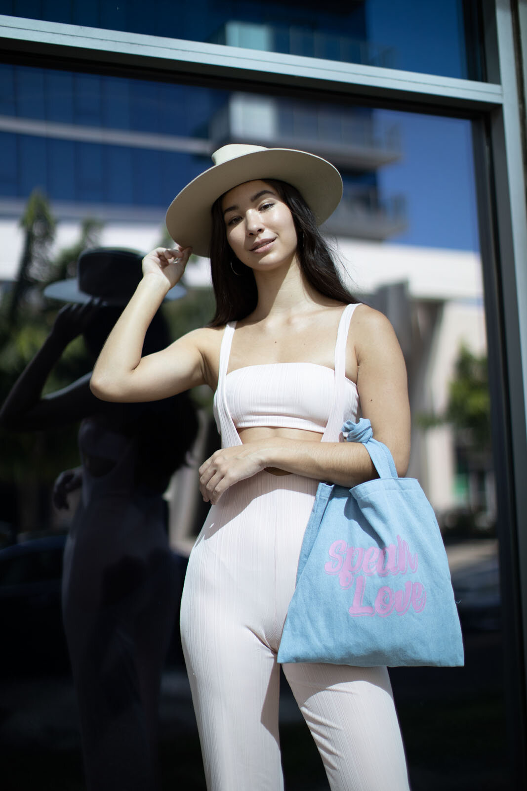 Speak Love Bag - Washed Denim &amp; Pink