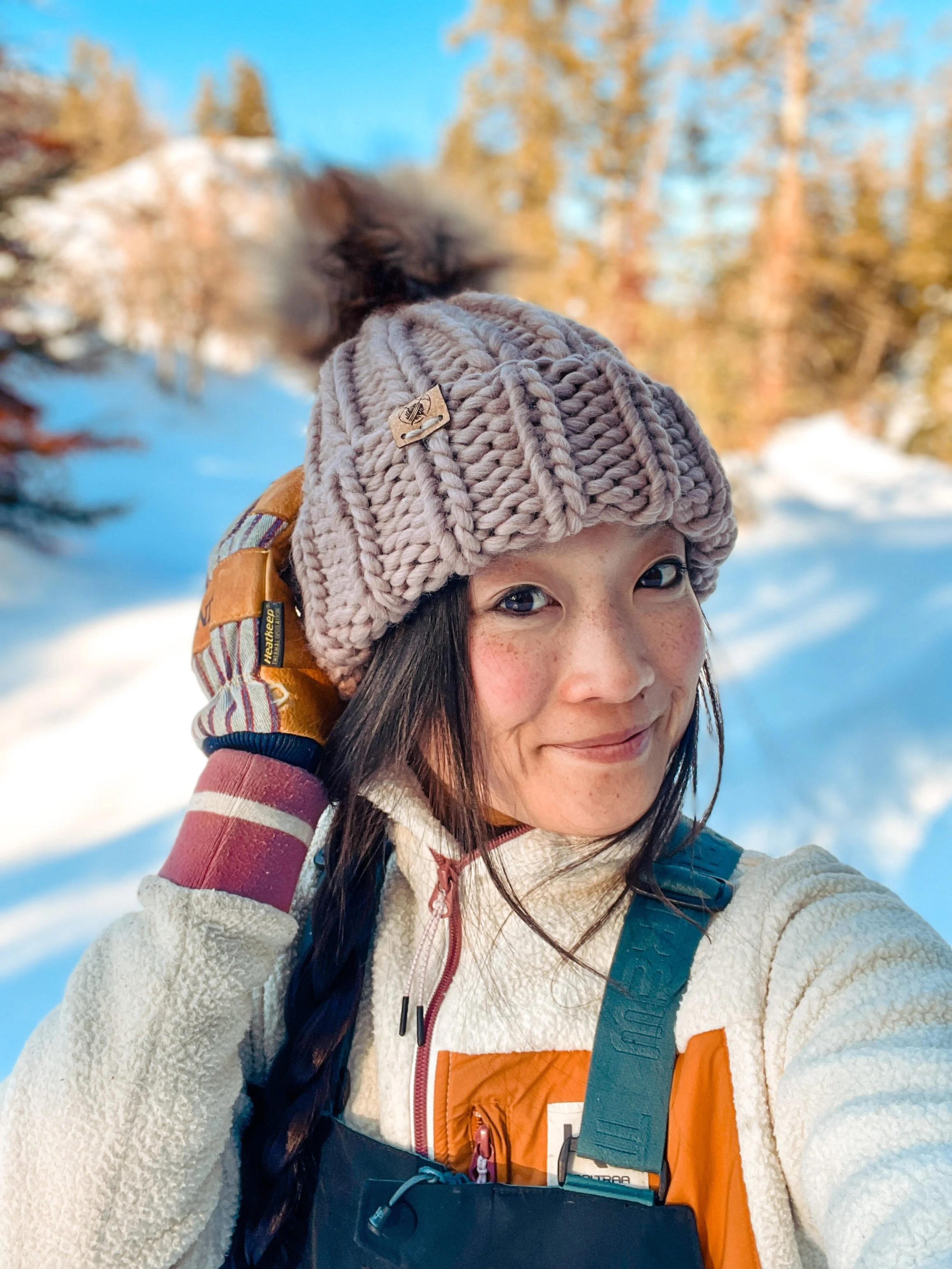 chunky knit beanie for women rose gold