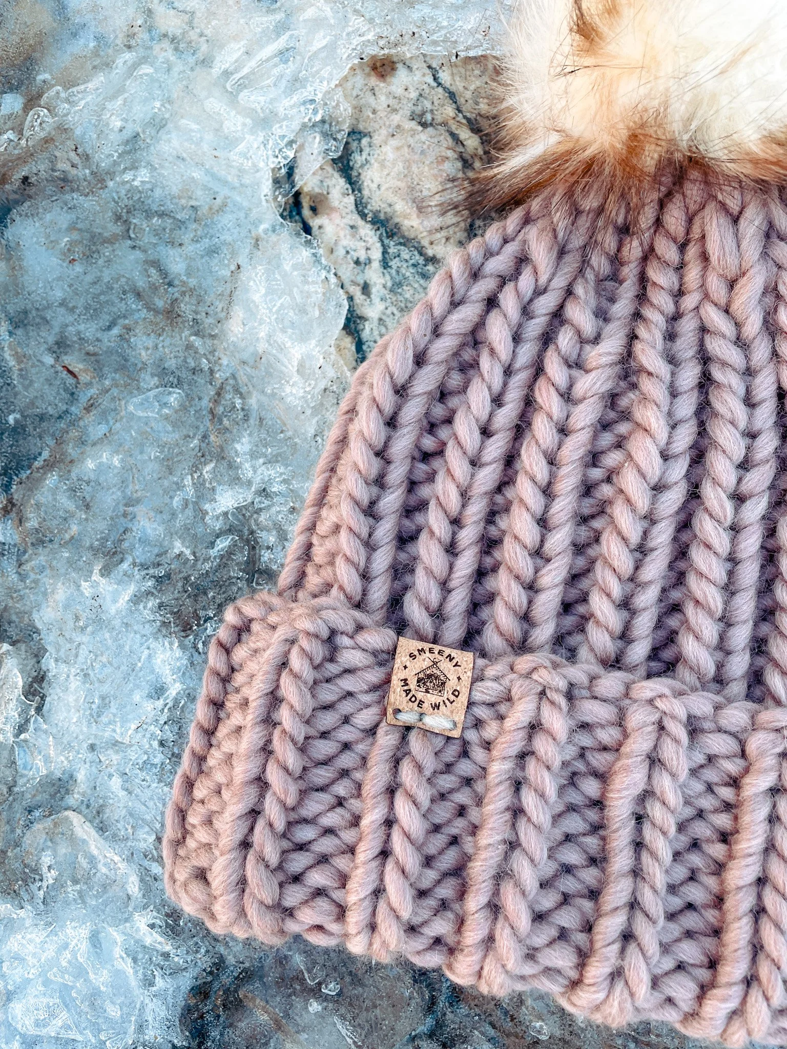 knit beanie for women mauve rose gold pink