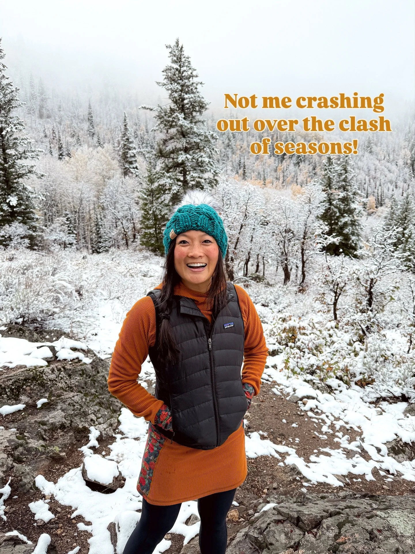 We got our first snow this weekend!!! And yes&hellip;I&rsquo;m VERY excited about it! How do you feel about the clash?
 
Every fall, there&rsquo;s this fleeting beautiful moment when the seasons clash. There&rsquo;s still gold on the trees and on the