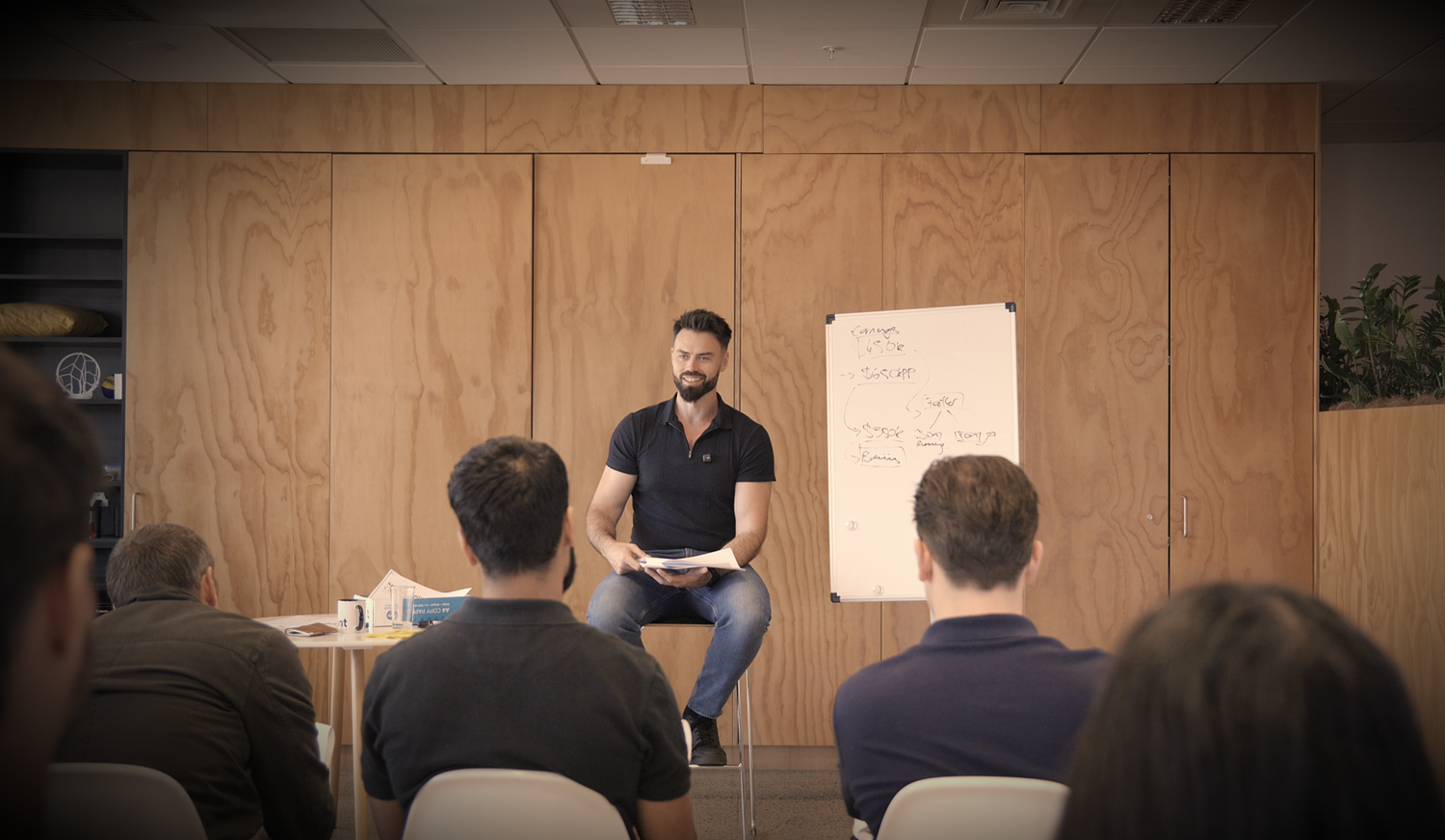 Brandon Lipman running a business-buying workshop.