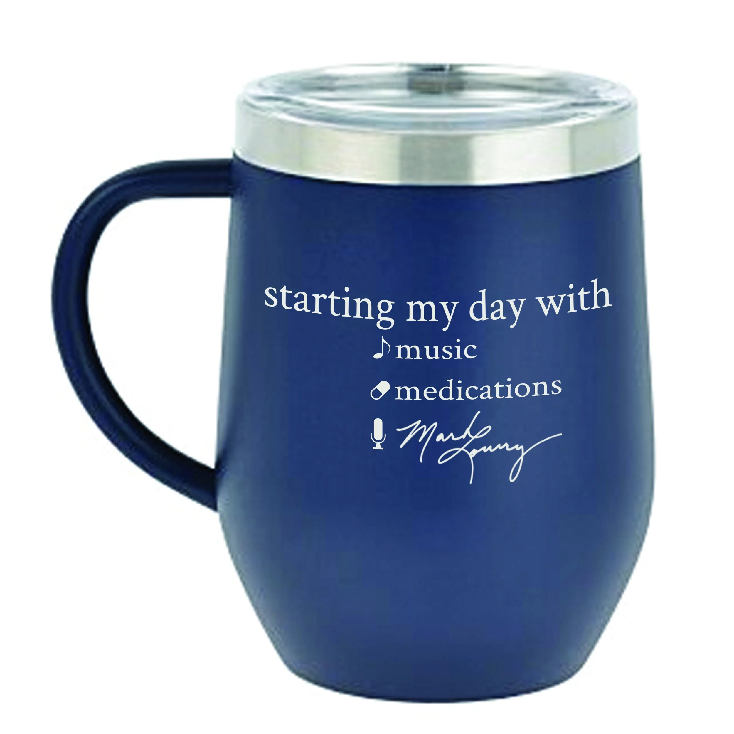 'Starting my day' Coffee Mug (with Lid) — Mark Lowry