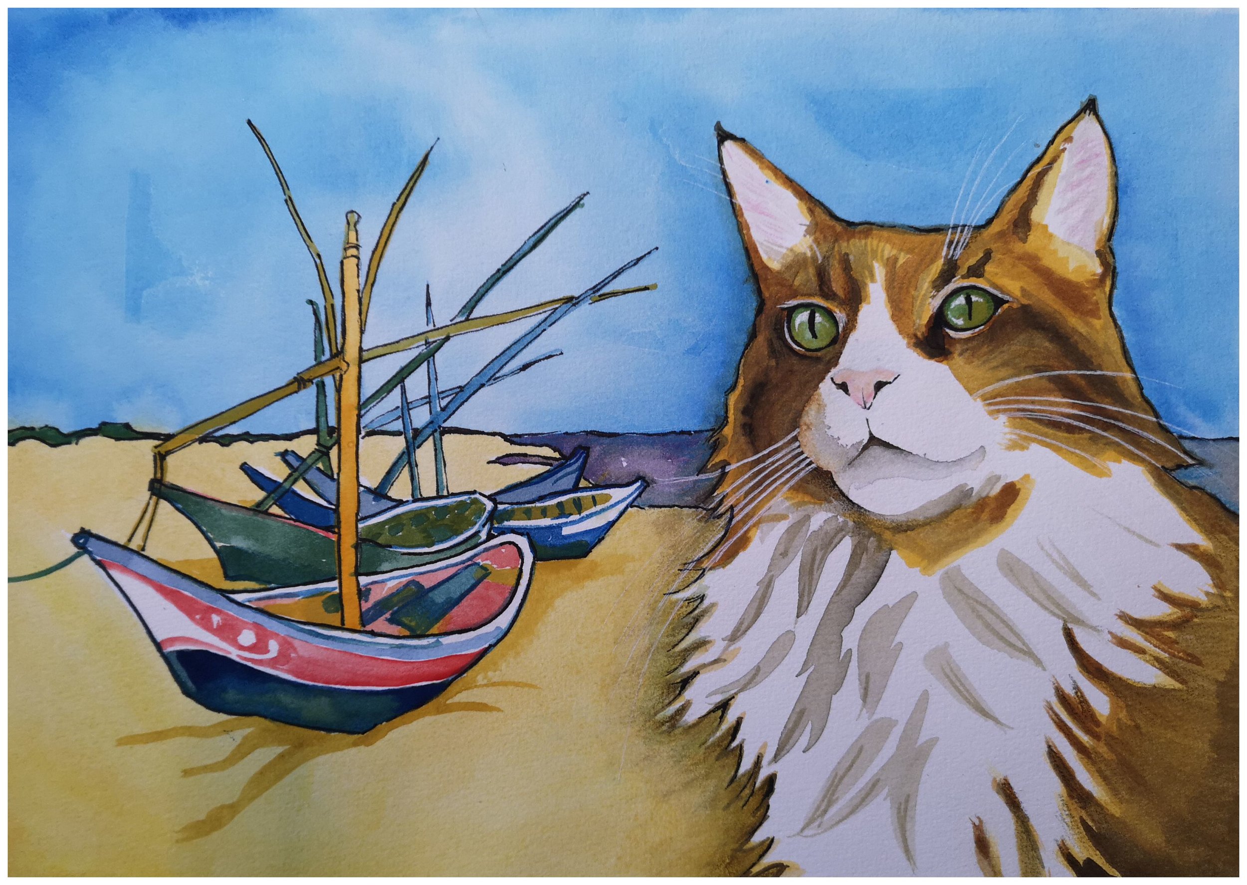 Buster with Fishing Boats at Saintes-Marie.jpg