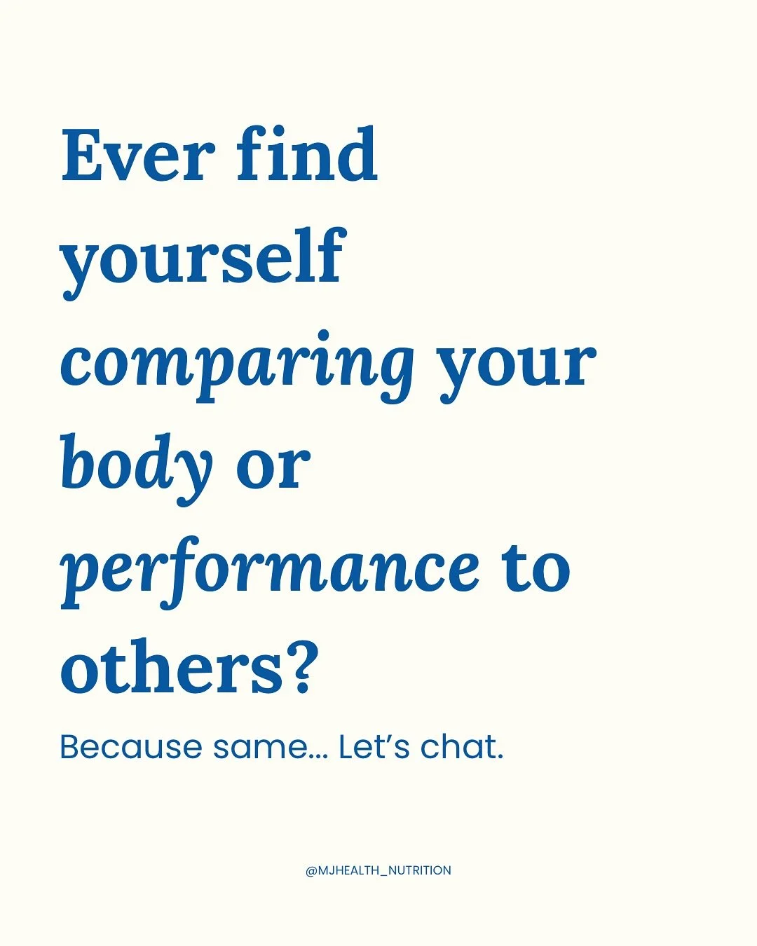 💭 Ever scrolled through your social media, team&rsquo;s group photo or friendship group and started comparing? 🙋🏽&zwj;♀️

You&rsquo;re not alone, but those small comparisons can add up. They can change how you eat, train, and even how you see your