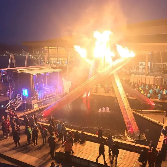 Got to see Vancouvers Olympic Cauldron lit up 🔥 celebrating the 10 year anniversary of the 2010 Vancouver Olympics