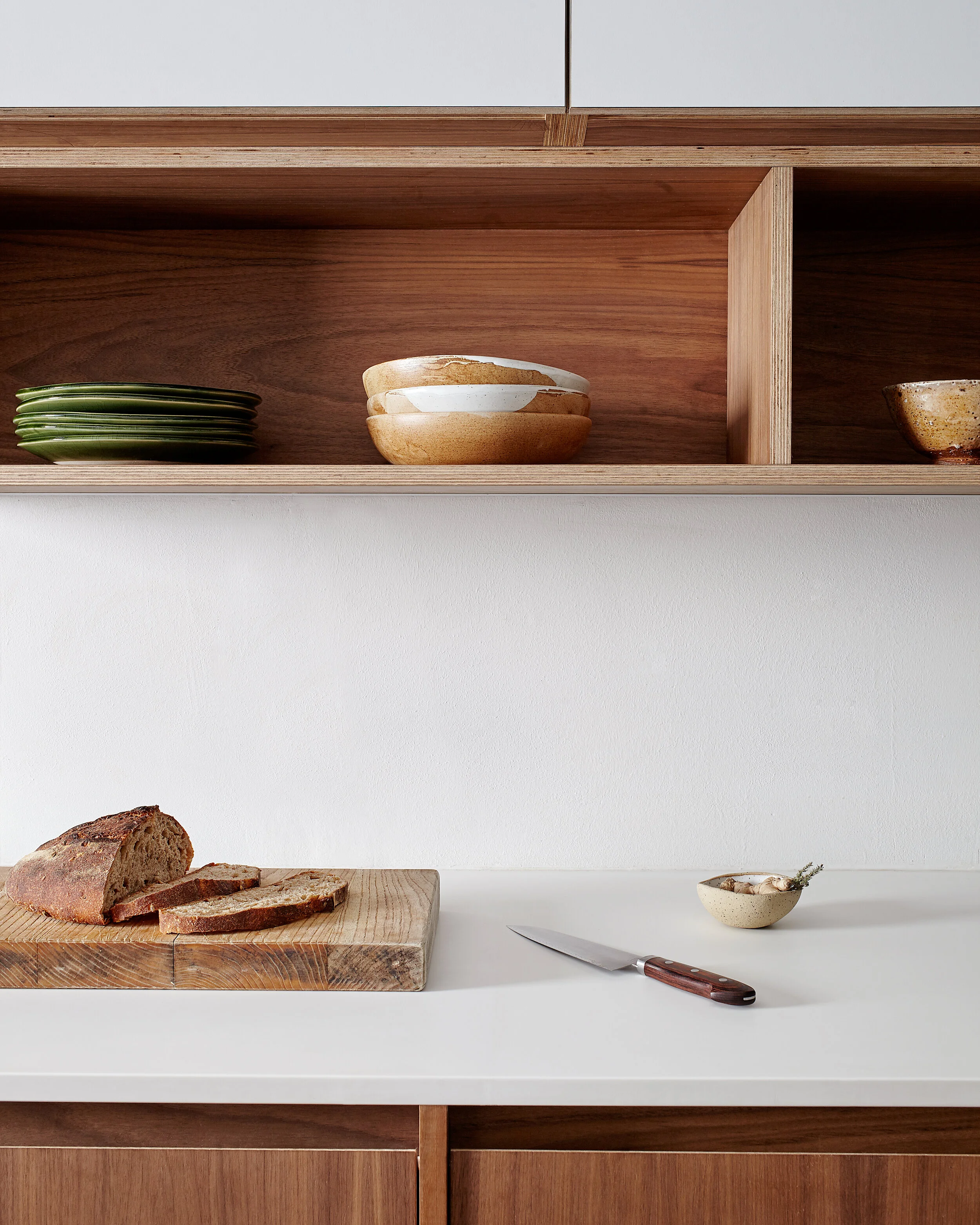 Modern Minimal Walnut Kitchen by Green Bird Workshop
