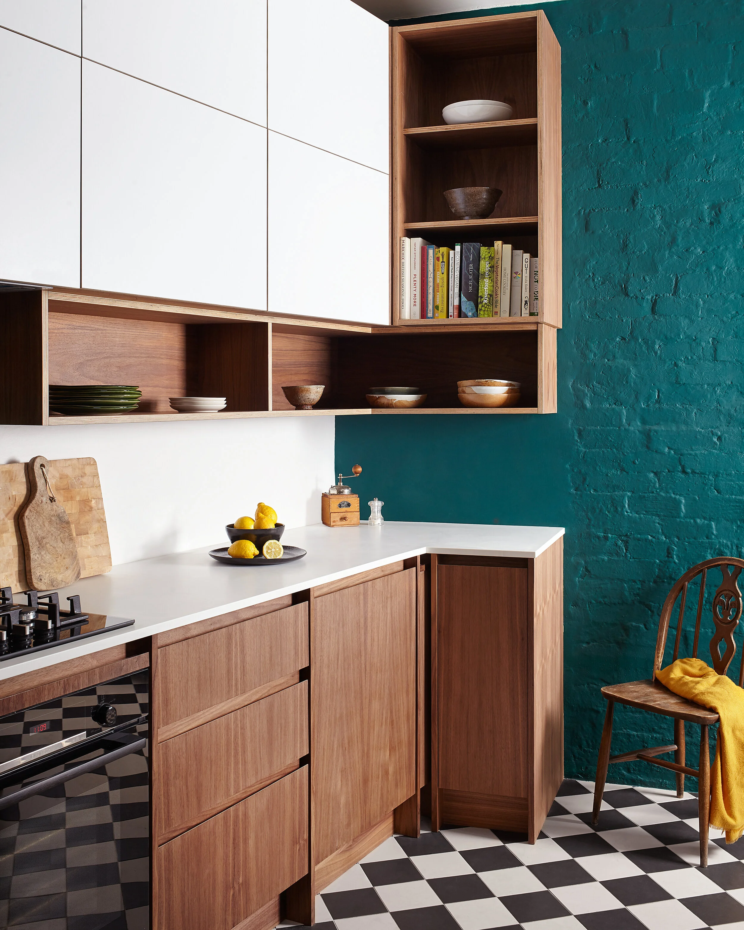 Modern Minimal Walnut Kitchen by Green Bird Workshop