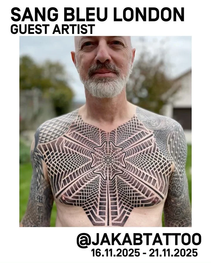 The incredibly talented @jakabtattoo is coming to our studio! We cannot wait to see Jakab and his exceptional geometric patterns up close in person. 

Don&rsquo;t miss your chance to get tattooed by one of the best. Book or consult via the link in bi