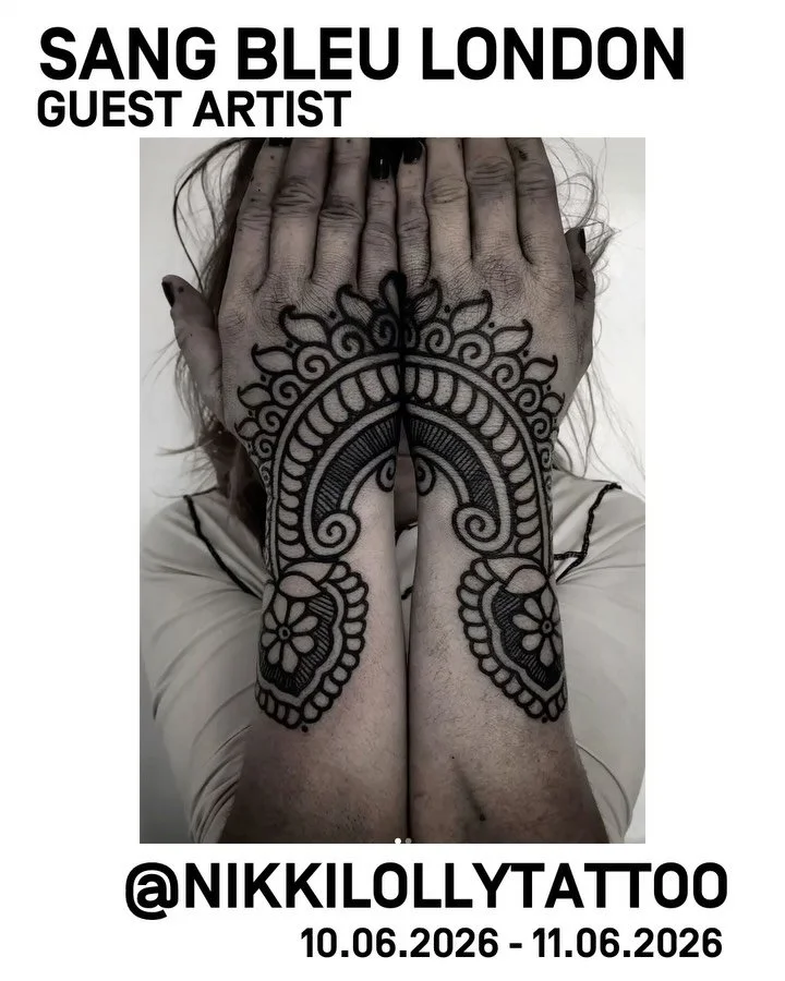 We are very pleased to welcome guest artist @nikkilollytattoo to our studio. 

Dedicated to beautiful bold ornamental statement pieces.  If you&rsquo;re looking to someone who really pays attention to detail with technical precision, Nikki is the art