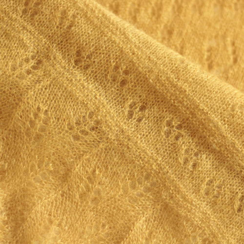 Mohairtørklæde Lace Gul.png