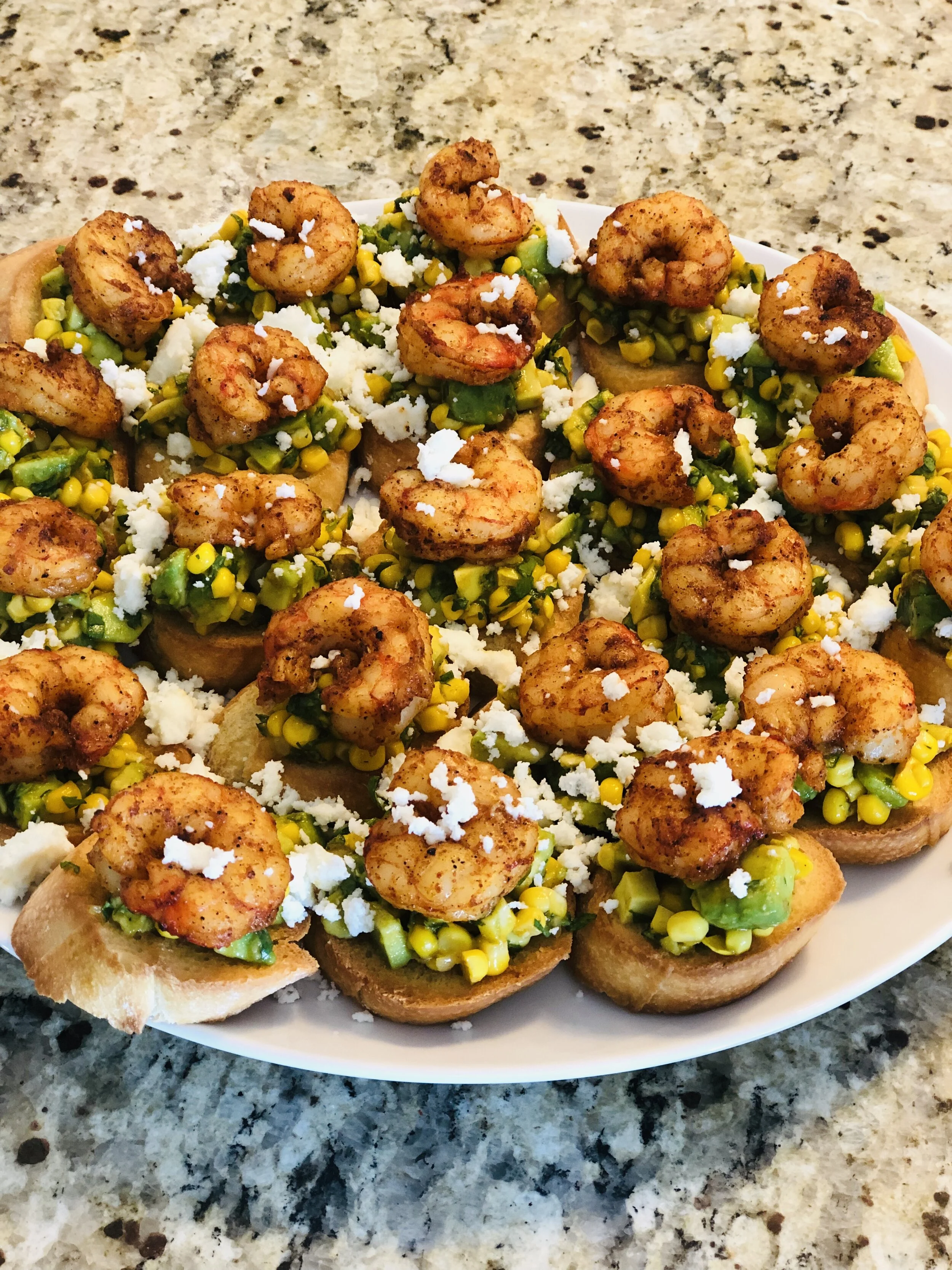 Roasted Shrimp Street Corn Crostini