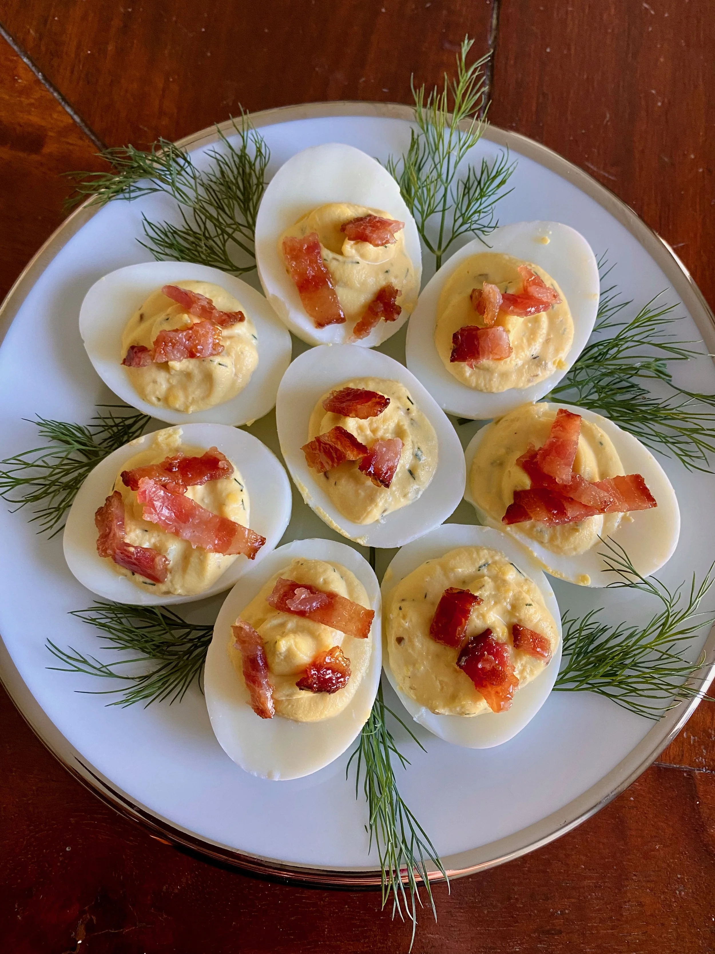 Deviled Eggs w/ Candied Bacon