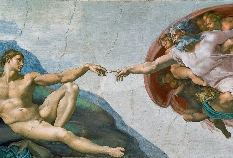 Michelangelo, "The Creation of Adam" (crop).