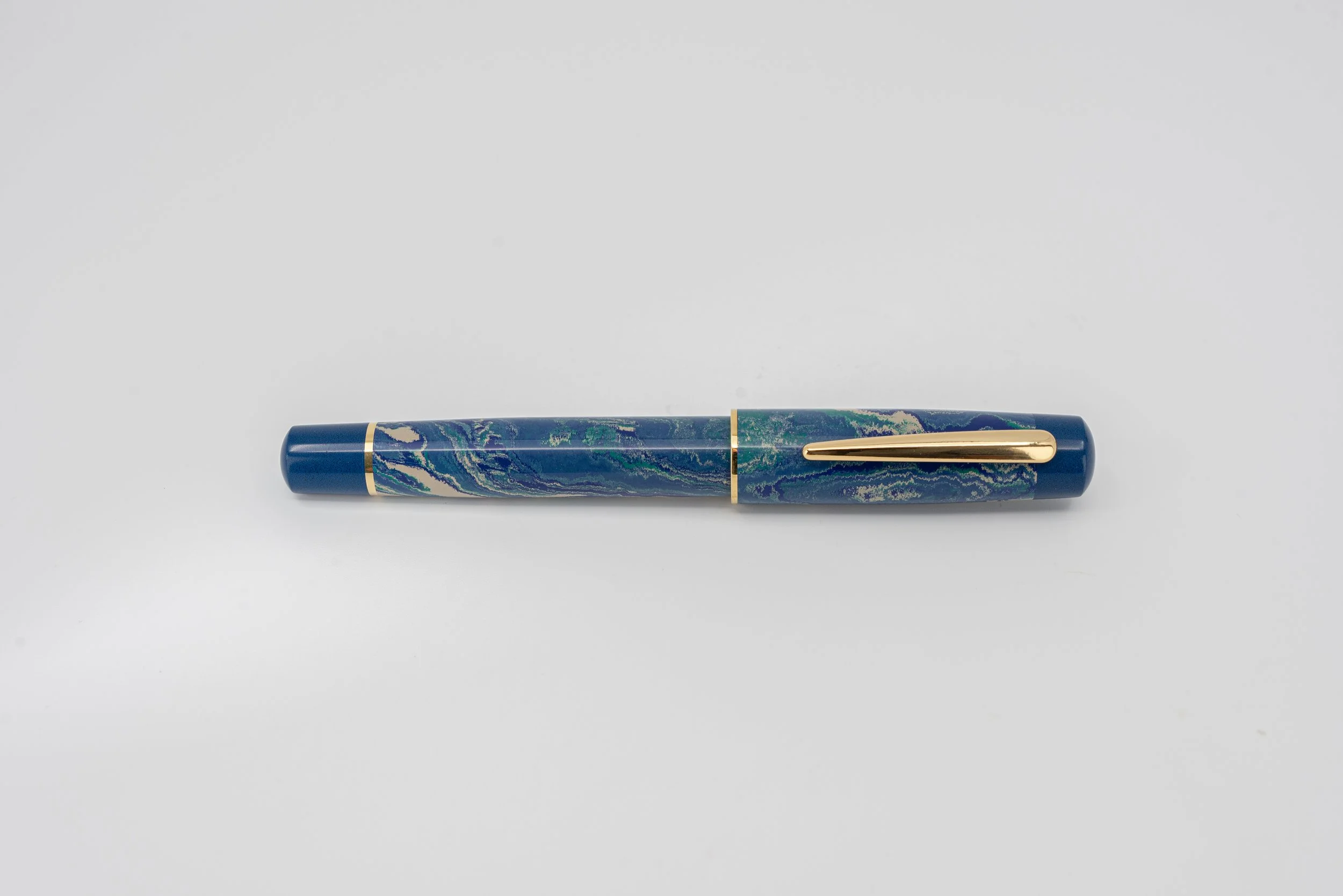 Clyde Pen Company Traditional Blue green white ebonite fountain pen 6.jpg