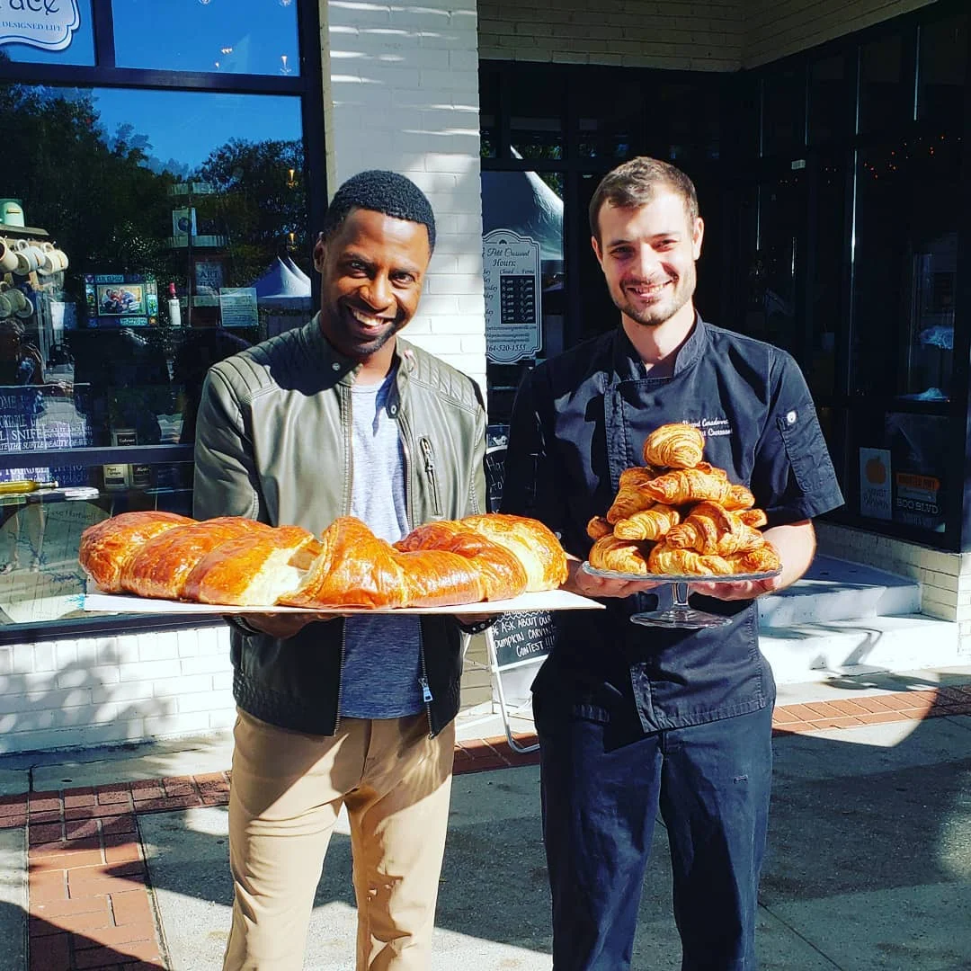 Chef Vincent with journalist from 7 NEWS TV (Greenville, SC)
