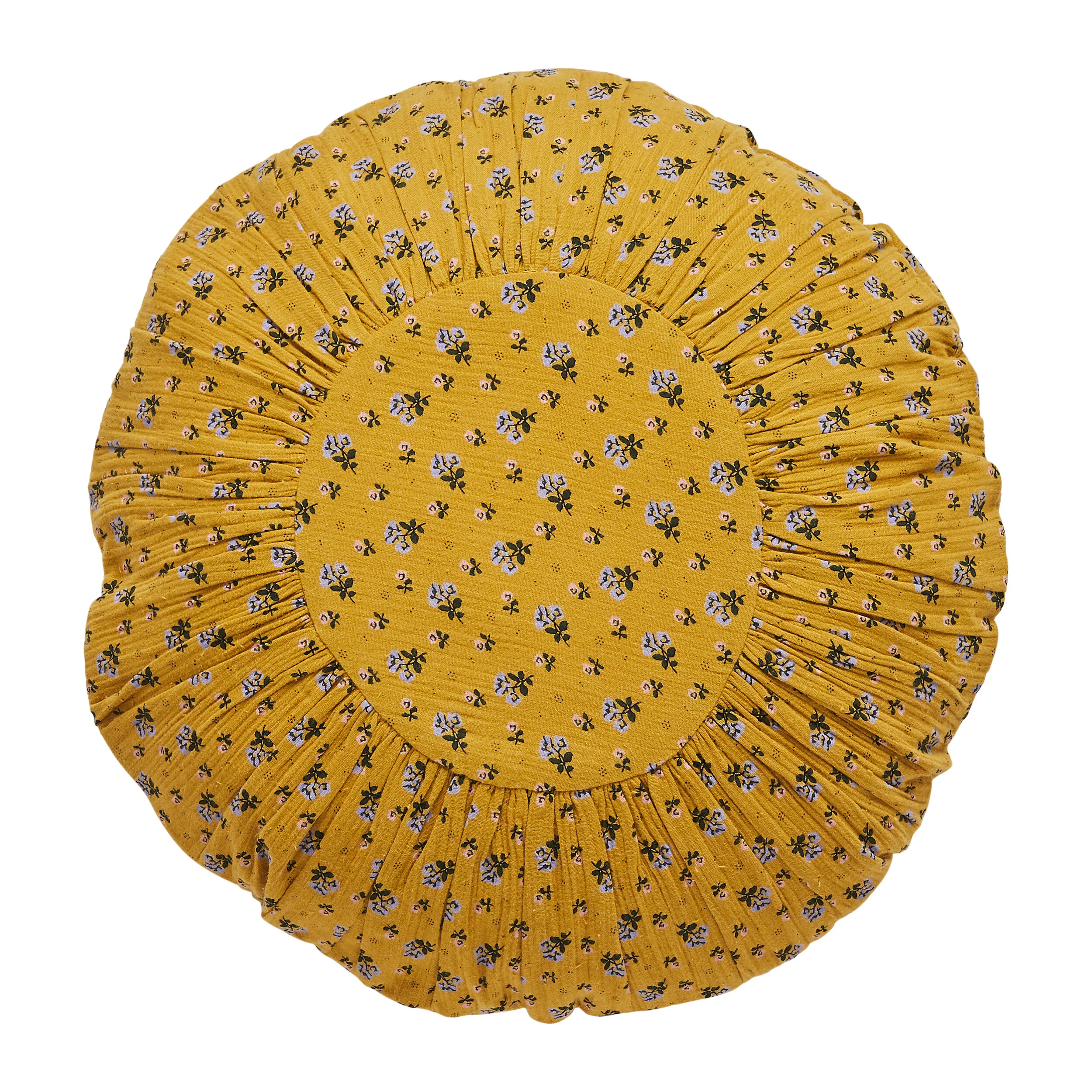 Leinikki double gauze round cushion, mustard