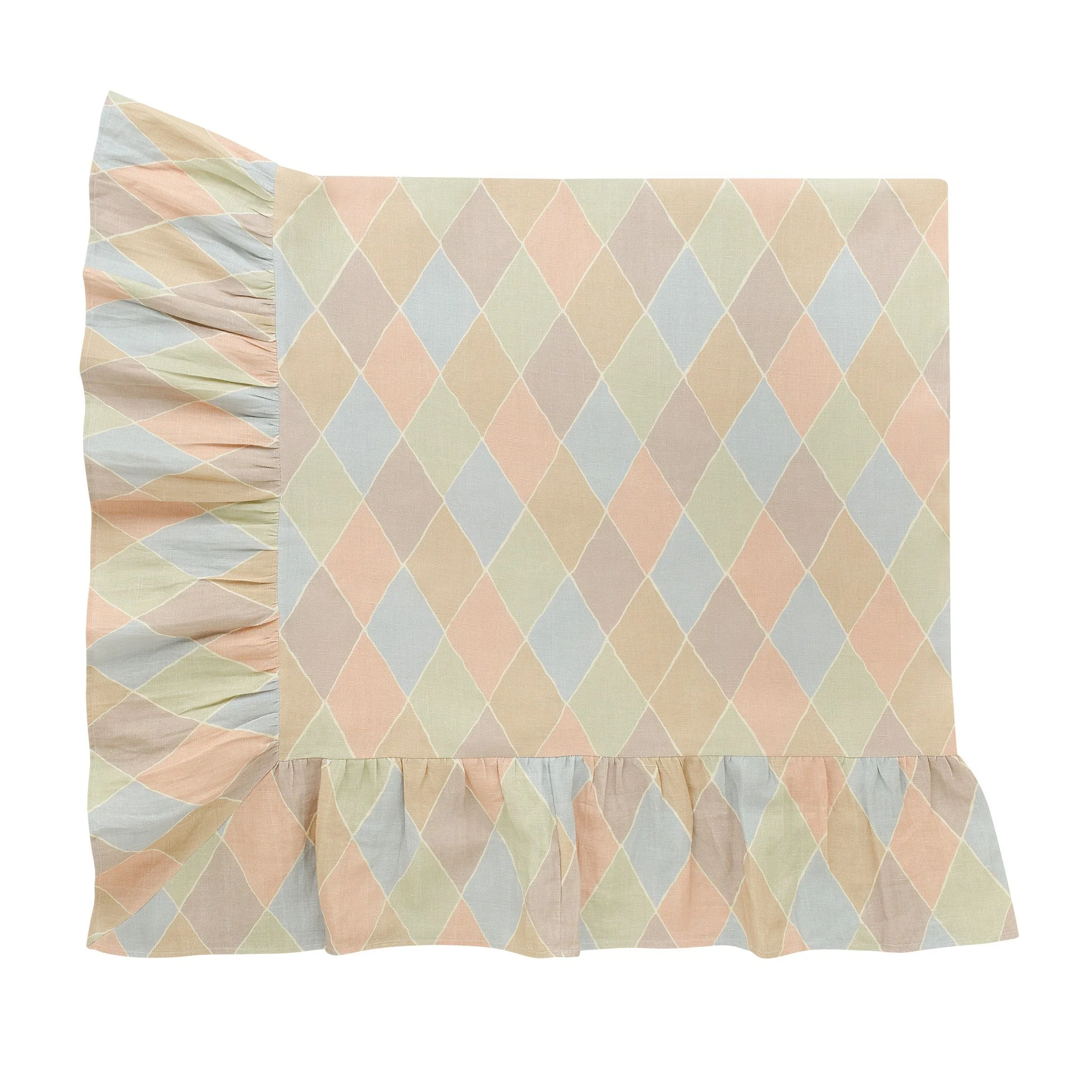 Harlequin frilled tablecloth, macaron