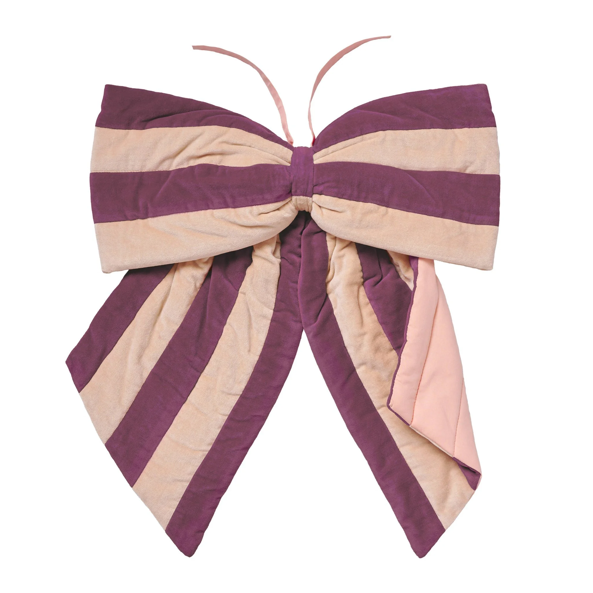 Stripe velvet bow, claret/peach