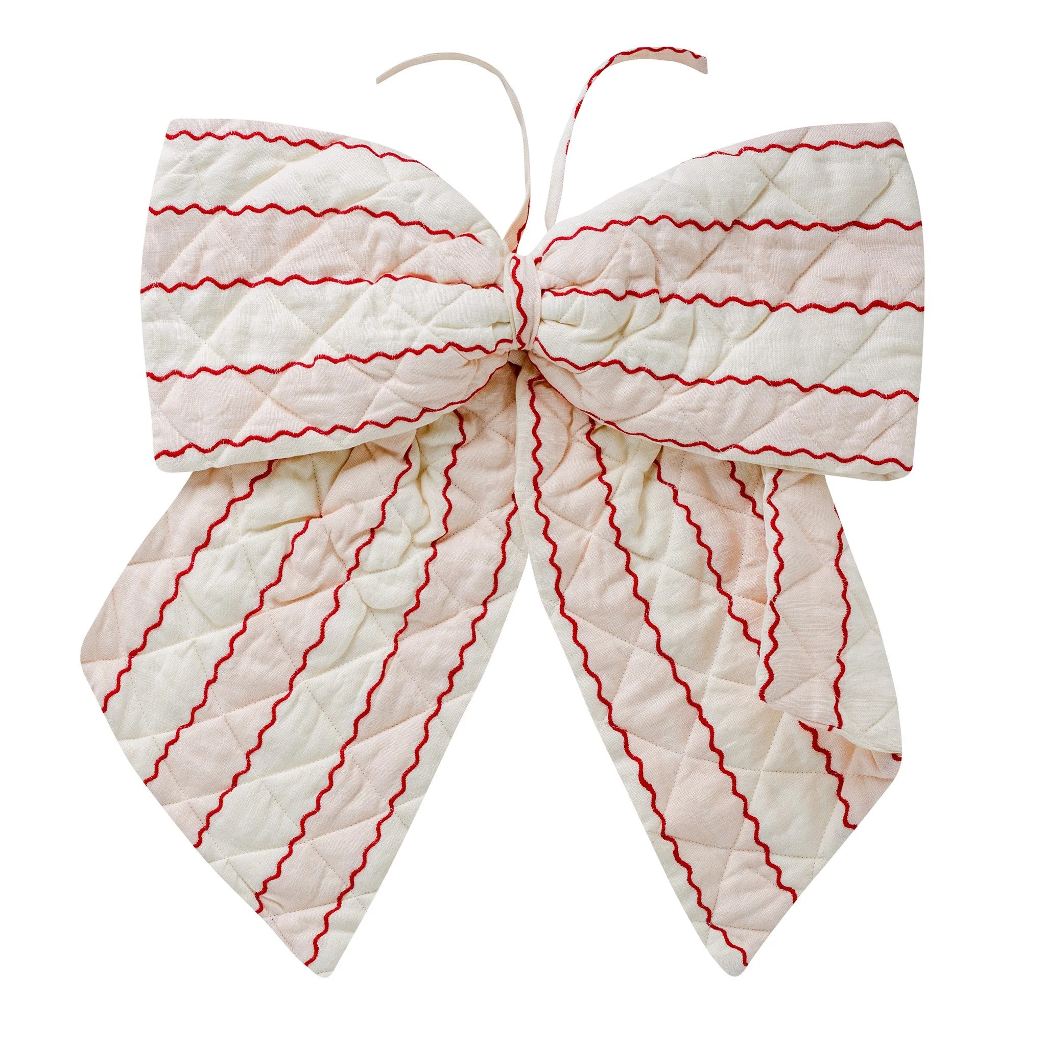 PRE-ORDER Marionette stripe embroidered quilted bow, pink (delivery ETA 15th Feb)