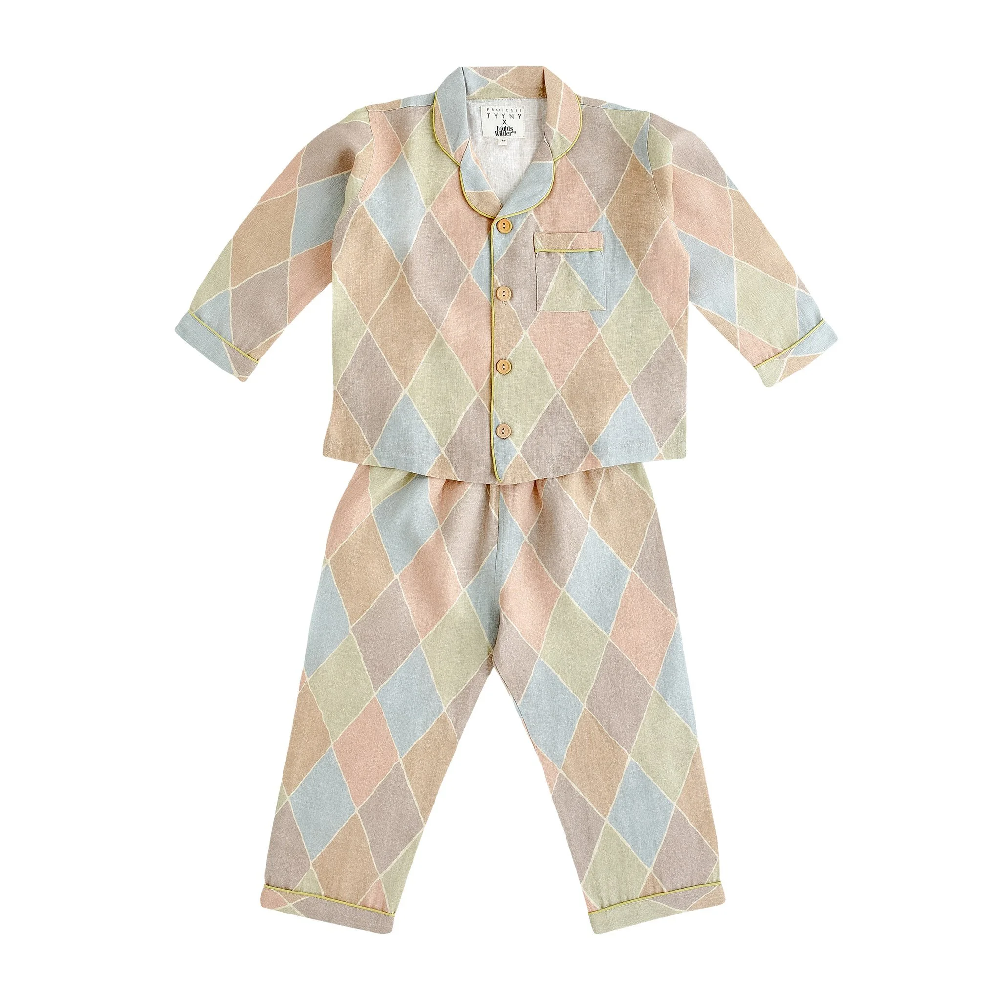 PT x NbW Harlequin piped pyjama, macaron