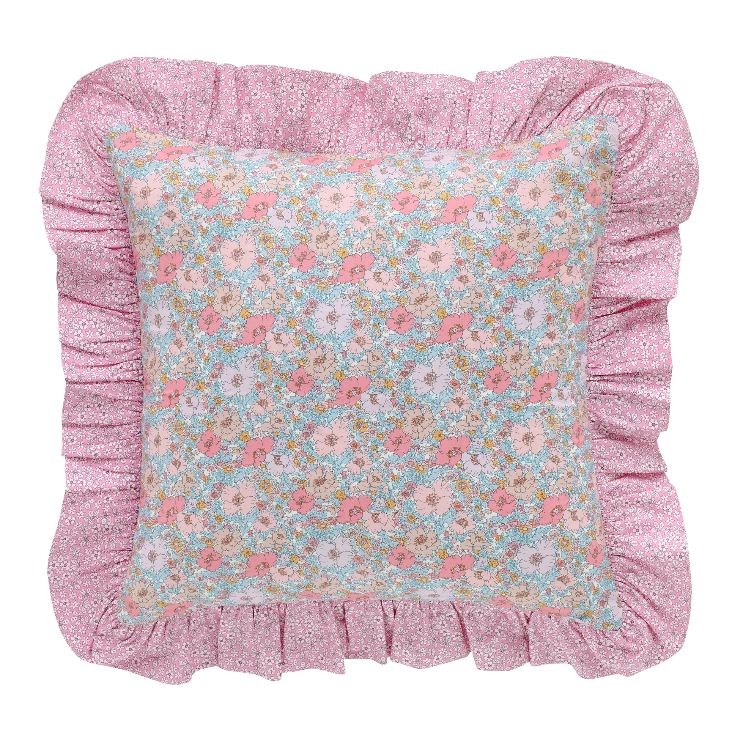 Meadow Song/Elysian Day 'made with Liberty fabrics' frill cushion