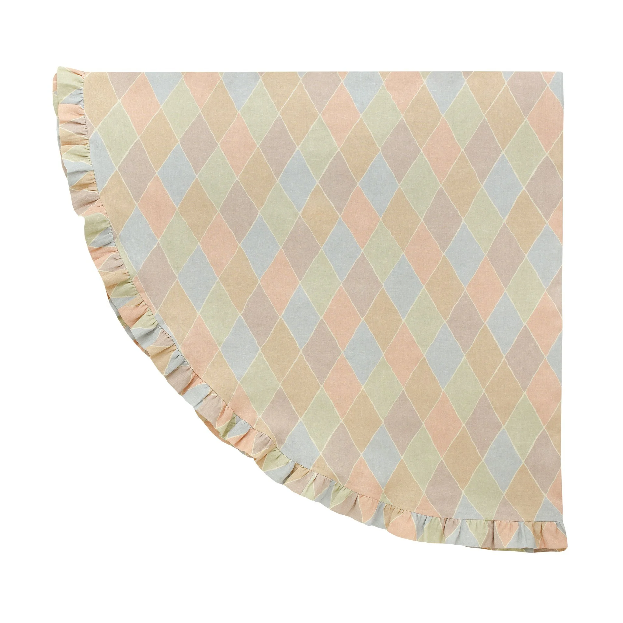 Harlequin frilled ROUND tablecloth, macaron