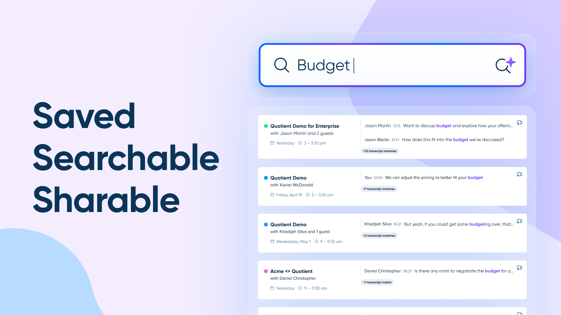 Direction: Meeting blocks that the search apply to appear up from bottom of frame semi-rapidly
