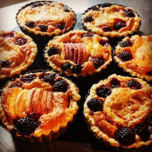 Hedgerow Blackberry and Apple Tarts Just Out of the Oven! #puddings #tart #jules #Weobley #Herefordshire