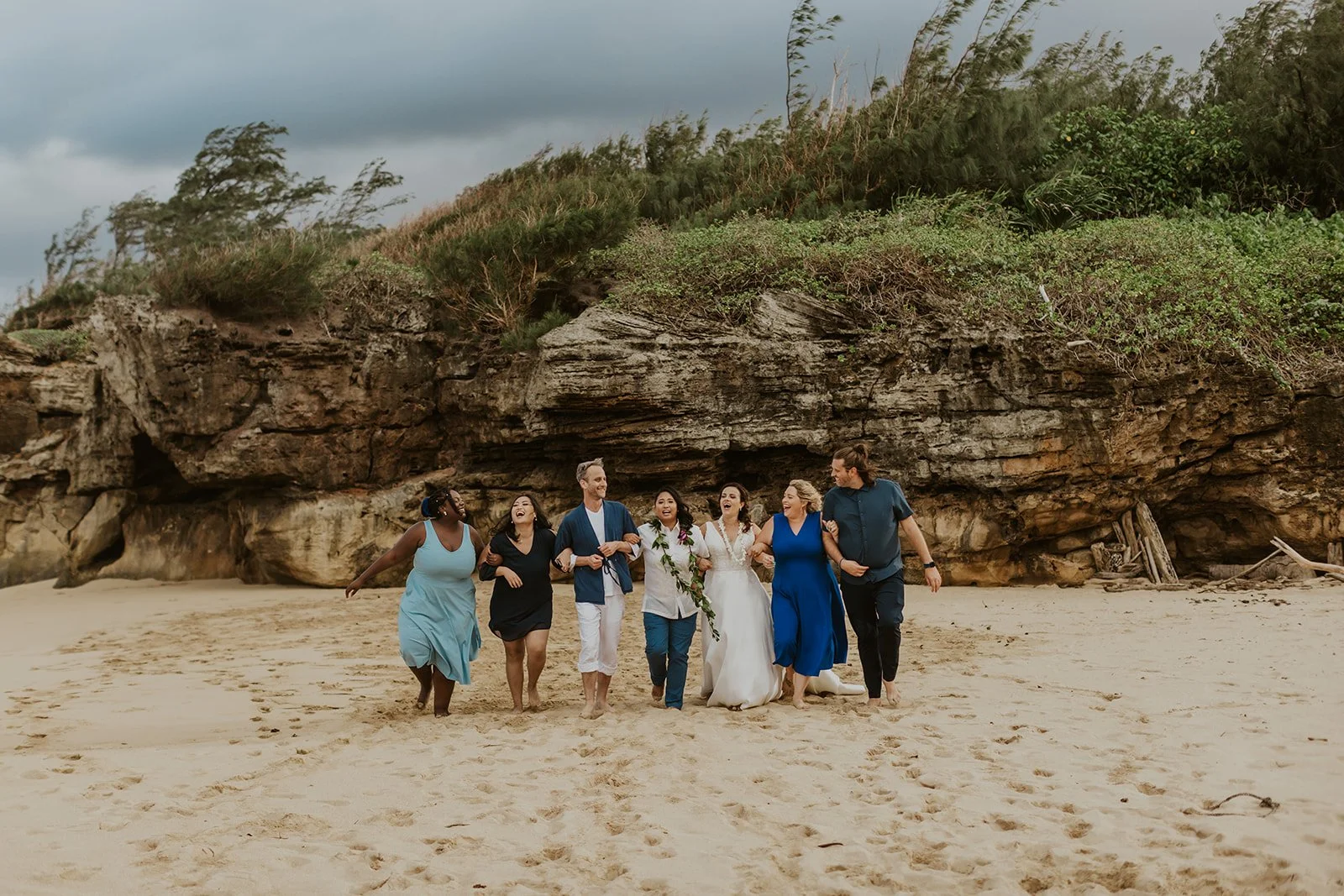 Pounder's Beach Elopement on Oahu, Hawaii Tropical Inspired